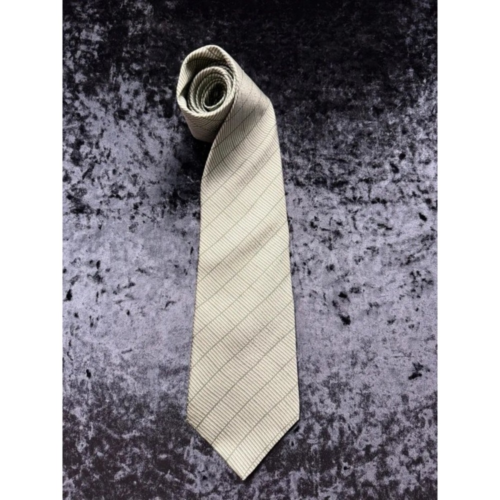 Robert Stock 100% Silk Tie Green Gray Geometric Made USA Men's Necktie 3.25"